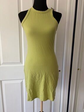 Reformation Lime Ribbed Racerback Mini Dress